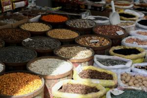 diverse assortment of nuts and seeds at market
